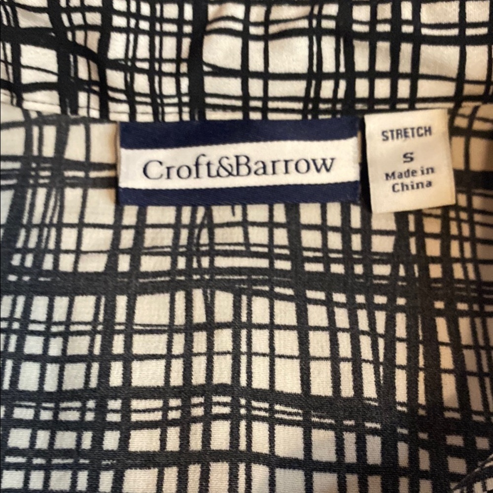 Croft & Barrow Black and White Plaid Top